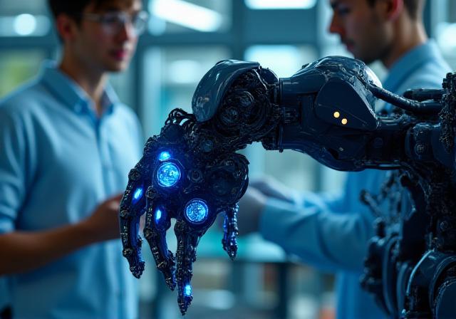 Braccio robotico personalizzato in fase di assemblaggio